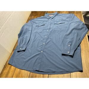 AG Gear Stockyard LS Ranch Shirt Mens 3XT Blue Pearl Snap Rodeo